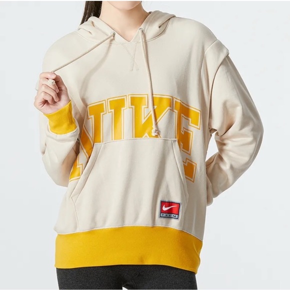 Nike Women’s Tech Fleece Pullover Hoodie NWT Beige / Yellow Size S Rare Colorway - Picture 1 of 11